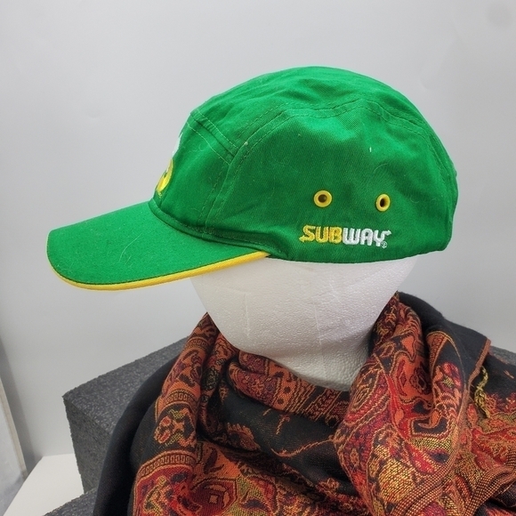 Subway Work Employee Staff Snap Back Hat  Green Yellow - Picture 5 of 9